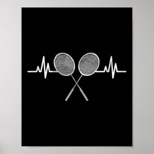 Poster Badminton Heartbeat Entusiastas esportivos Boys