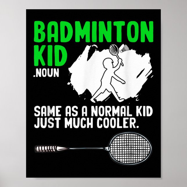 Poster Badminton Kid Racket Shuttle Hobby Badminton Playe (Frente)