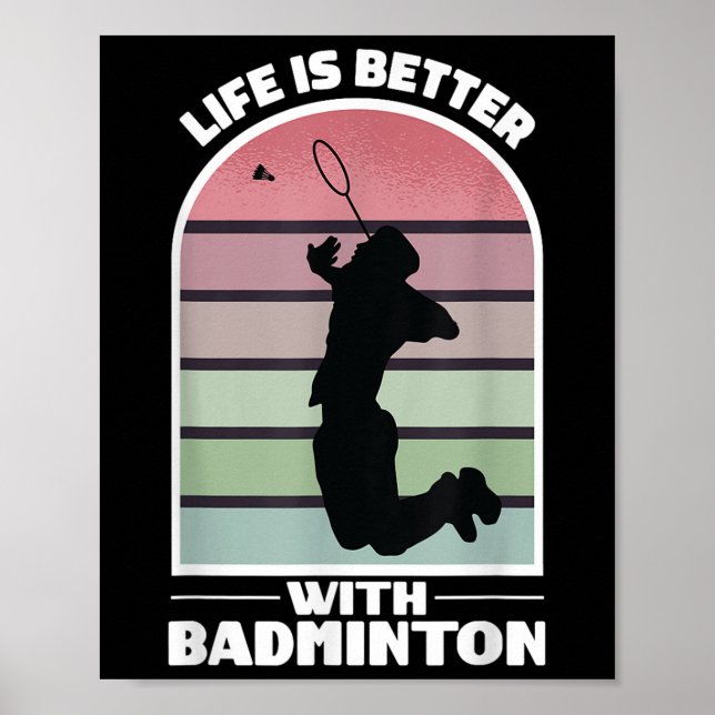Poster Badminton Life Funny Shuttle Retro Game  (Frente)