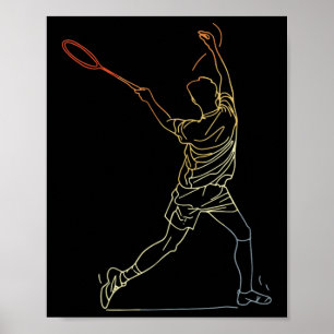 Poster Badminton Linie Art Indoor Esportes