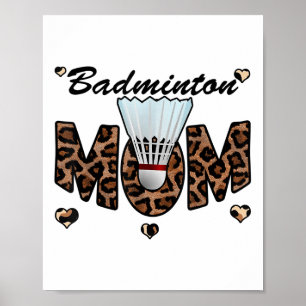 Poster Badminton Mãe Leopard Engraçado Badminton Mãe Mães