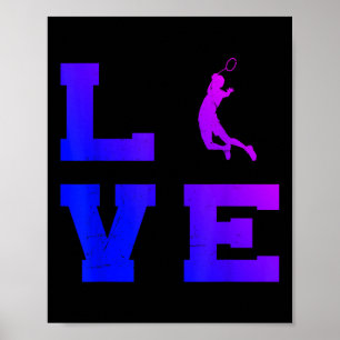 Poster Badminton Masculino Feminino Jogador de Badminton