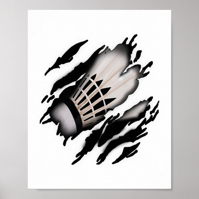 Poster Badminton Na Minha Design (Frente)