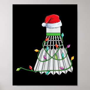 Poster Badminton Natal Dom Santa Hat Embalado Em Holi