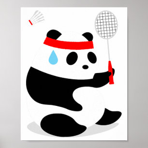 Poster Badminton Panda Ficando Suado Perdido