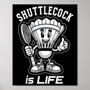 Poster Badminton Para Sempre Cartoon Peteca E Grafismo De