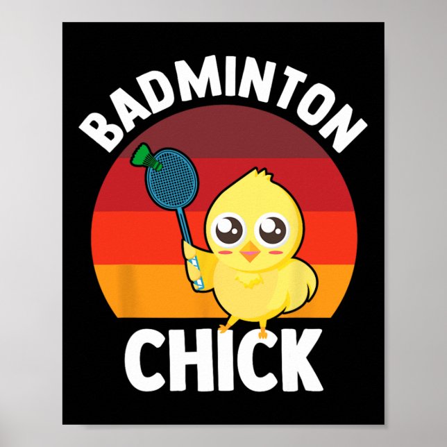 Poster Badminton Pintinho Badminton Player Shuttle Sports (Frente)