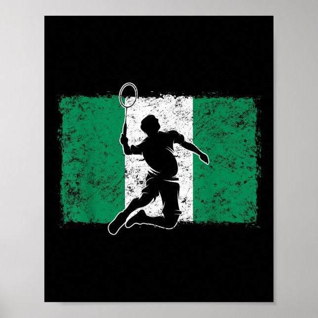 Poster Badminton Player Nigéria Bandeira nigeriana (Frente)