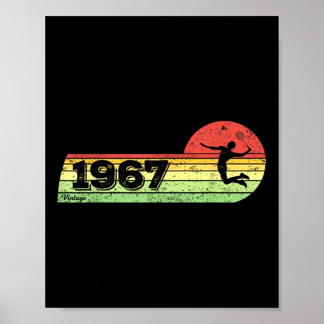 Poster Badminton-player Vintage 1967 Birthday Shuttle Bad (Frente)