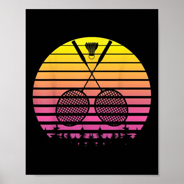 Poster Badminton Racket Shuttle Jogador de Esporte treina (Frente)