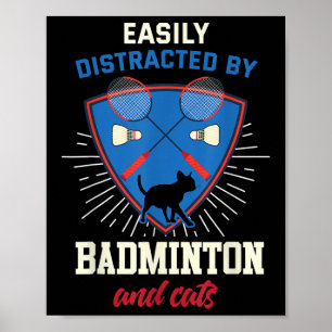 Poster Badminton Shirt Engraçado Gato Pão-De-Pão-De-Ferro