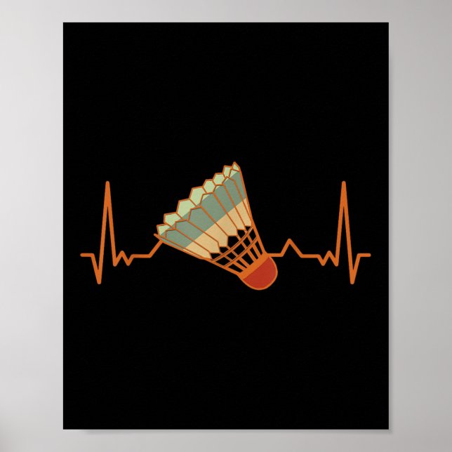 Poster Badminton Shuttle Court Game Heartbeat Badmi (Frente)