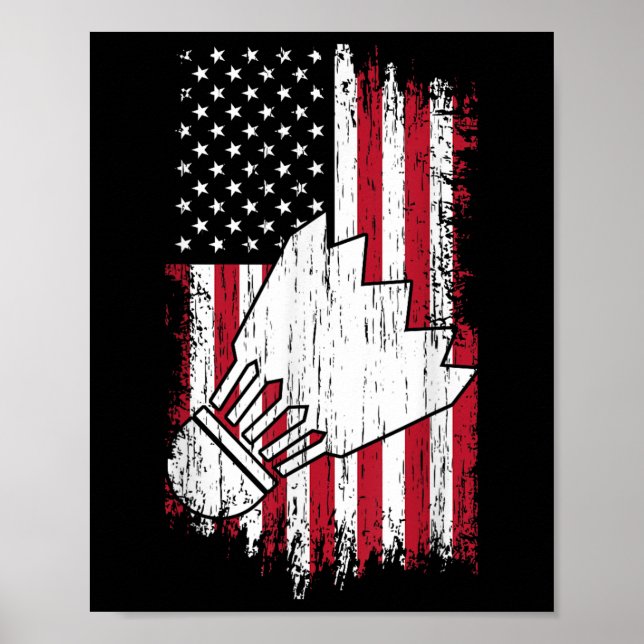 Poster Badminton - Suportes de Badminton com Bandeira Ame (Frente)