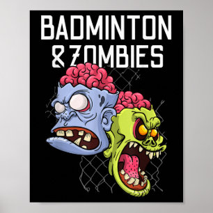 Poster Badminton Zombies Engraçado Jogo Esportivo Roupa