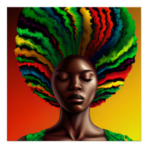 Póster Bae Rainbow Hair Black Melanin Afro Queen Crown