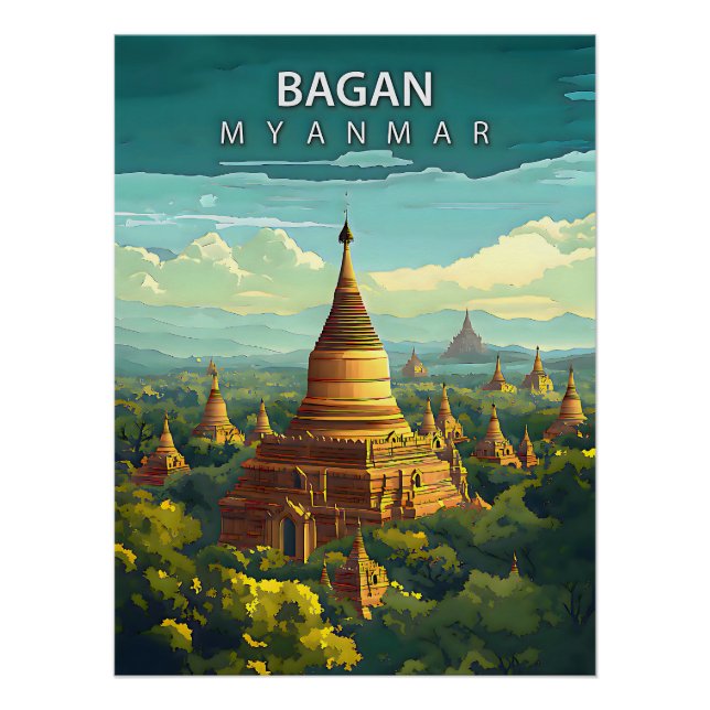 Póster Bagan, Mianmar: Uma Tapeçaria Atemporal (Frente)