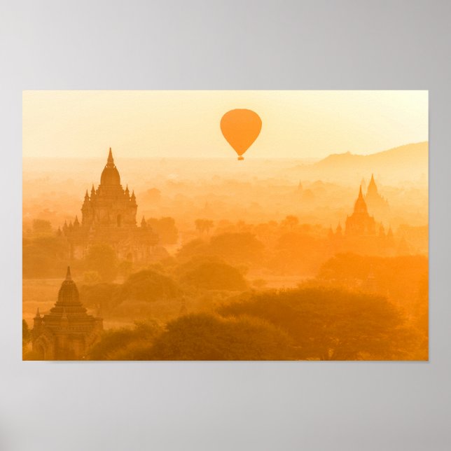 Poster Bagan Myanmar Balloon Viagem (Frente)