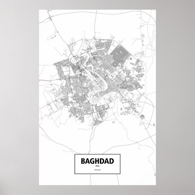Póster Bagdá, Iraque (preto no branco) (Frente)