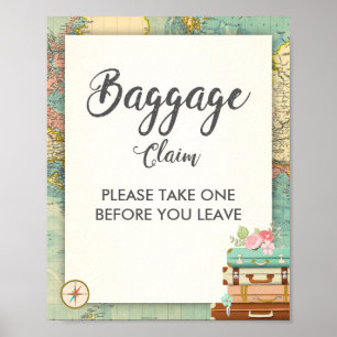 Poster Baggage Claim Sign Travel shower Miss to Mrs Favor