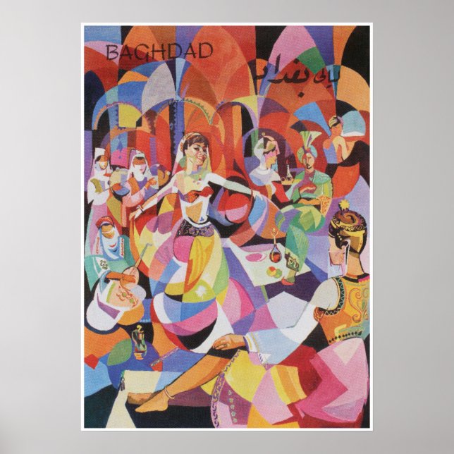 Poster Baghdad Retro Viagens vintage (Frente)
