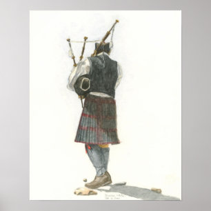 Poster Bagpiper Watercolor