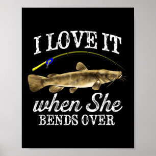 Poster Bagre-de-cabeça-chata engraçado Pesca Peixe de águ