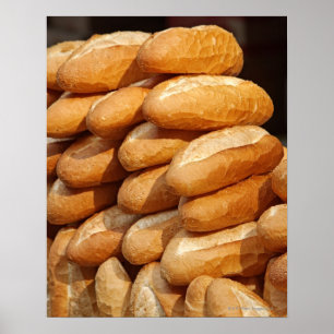 Poster Baguette, pão, para a venda na rua pelo vendedor