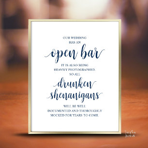 Poster Bagunça Bêbada no Bar Aberto de Casamento Rústico
