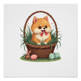 Póster Bagunça de Páscoa de Gomi Vintage Cachorro de Pásc