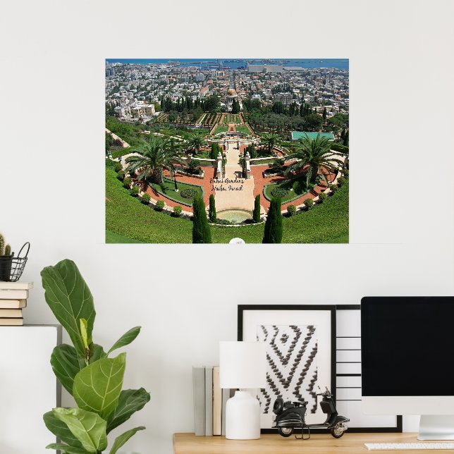 Poster Bahai Gardens em Haifa, Israel (Escritório em casa)