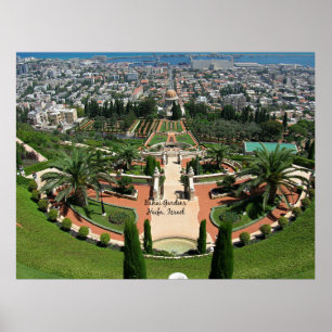 Poster Bahai Gardens em Haifa, Israel