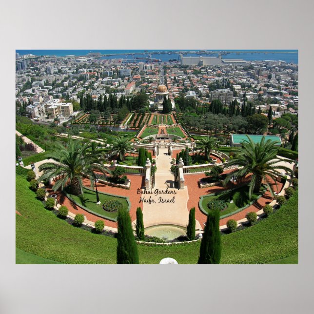 Poster Bahai Gardens em Haifa, Israel (Frente)
