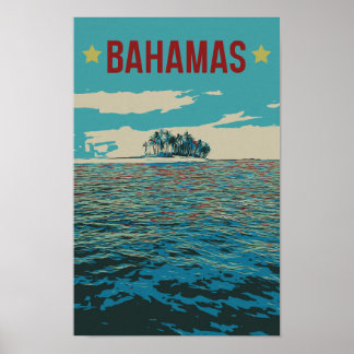 Poster Bahamas Carribean, típica paisagem Cartão-postal