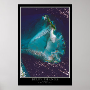 Póster Bahamas das Ilhas Berry do Mapa do Satélite Espaci