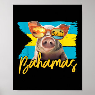 Poster Bahamas Nadando Porcos Caribe Praia Trilhos Verão