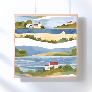 Poster Baía de Cape Cod   Aquarela da Costa da Orla Oceân