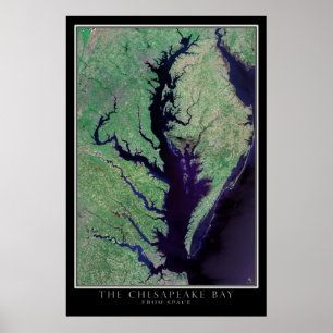 Póster Baía de Chesapeake Maryland - mapa do satélite d