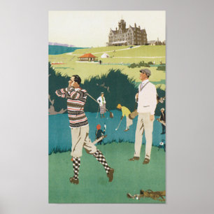 Póster Baía de Cruden das viagens vintage que joga o