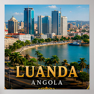 Poster Baía de Luanda e Paisagem Moderna de Angola