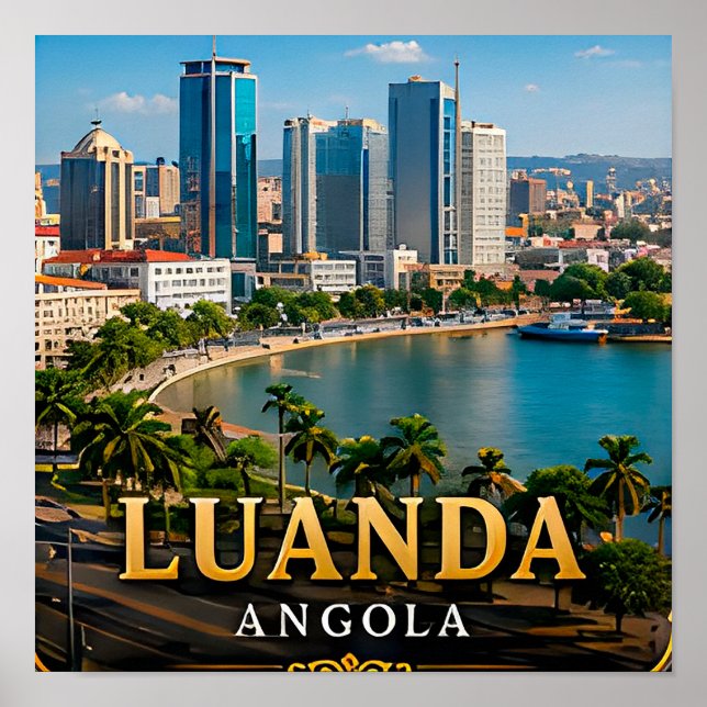 Poster Baía de Luanda e Paisagem Moderna de Angola (Frente)