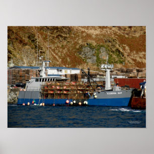 Póster Baía de Viekoda, barco do caranguejo no porto