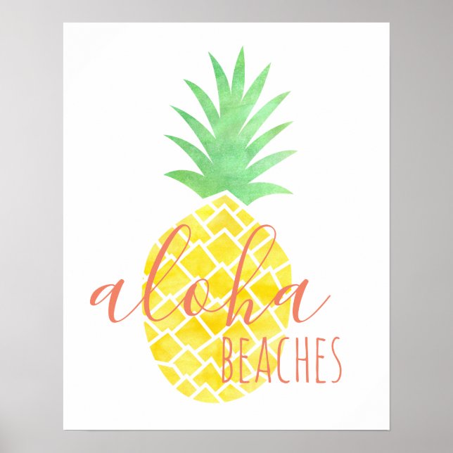 Poster Baias de Abacaxi Aloha, Cachorro Aquático Havaiano (Frente)