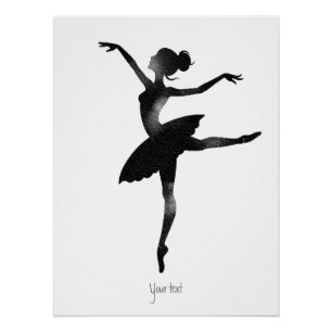 Póster Bailarina aquarela charcoal elegante chique