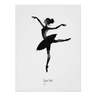 Póster Bailarina aquarela elegante charcoal chic