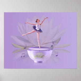 Póster Bailarina da caixa de música com lírio de água