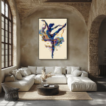 Bailarina de Tinta Fluida – Dança Abstrata Azul e 
