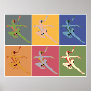 Poster Bailarina do gelo do popart do estilo dos anos