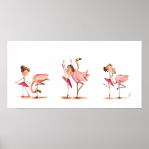 Poster bailarina e flamingo
