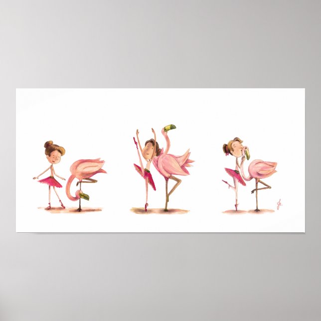 Poster bailarina e flamingo (Frente)