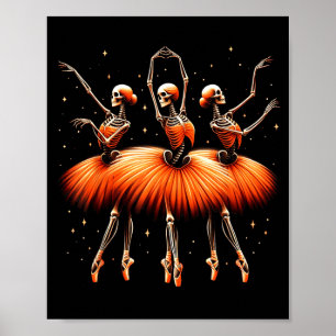 Poster Bailarina Esqueleto Dança Assustadora Funny Hallow